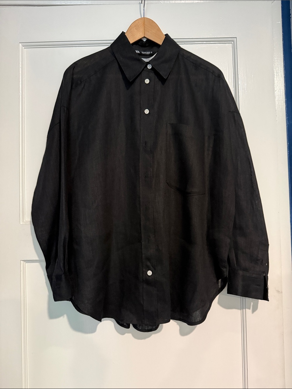 Zara Black Button-Down Cotton Shirt